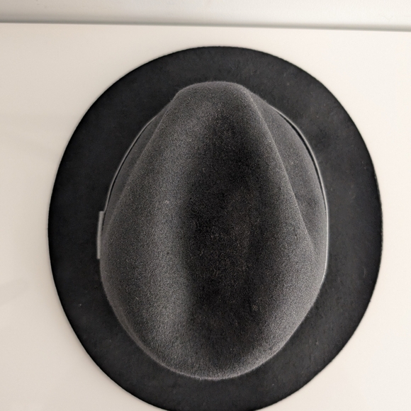 All Saints black wool fedora hat with leather band - Picture 4 of 8
